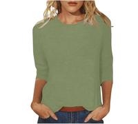 T-Shirt da Donna Elegante Oversize Classica Firmate Tee Top Comoda Leggera Estive Casual T Shirt Curvy Vintage Maniche 3/4 Maglietta da Donna Cotone Elasticizzato Taglie Forti Moda Tee Bluse