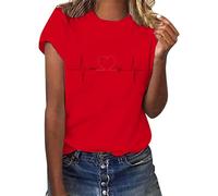T-shirt da donna, estiva, girocollo, a maniche corte, elasticizzata, morbida, basic, da donna, tinta unita, casual, leggera, casual, per tutti i giochi, alla moda, temperamento, sport, tunica, da