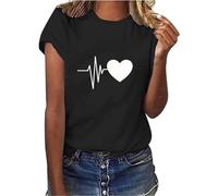 T-shirt da donna, estiva, girocollo, a maniche corte, elasticizzata, morbida, basic, da donna, tinta unita, casual, leggera, casual, per tutti i giochi, alla moda, temperamento, sport, tunica, da