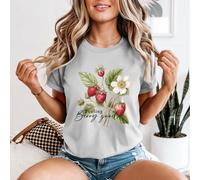 T-shirt da donna Feeling Berry Good Strawberry Fruit Food acquerello botanico