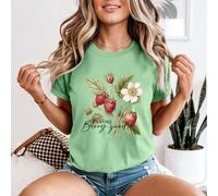 T-shirt da donna Feeling Berry Good Strawberry Fruit Food acquerello botanico