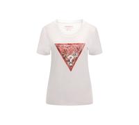 T-shirt da donna Guess Triangle Blanc S