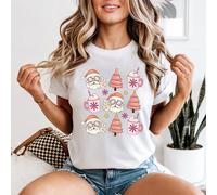 T-shirt da donna Hippie Santa Peace Sign Christmas design stagione natalizia