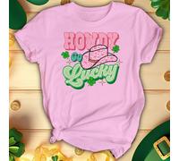 T-shirt da donna Howdy Go Lucky Funny St. Patricks Day top verde irlandese #STPD