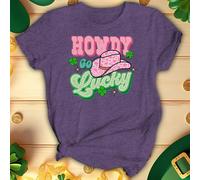 T-shirt da donna Howdy Go Lucky Funny St. Patricks Day top verde irlandese #STPD