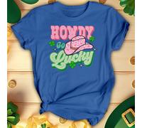 T-shirt da donna Howdy Go Lucky Funny St. Patricks Day top verde irlandese #STPD