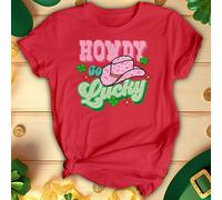 T-shirt da donna Howdy Go Lucky Funny St. Patricks Day top verde irlandese #STPD