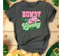 T-shirt da donna Howdy Go Lucky Funny St. Patricks Day top verde irlandese #STPD