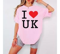 T-shirt da donna I Love UK British Pride maglietta da viaggio Regno Unito