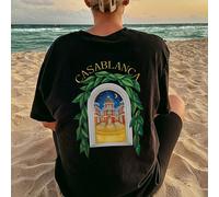 T-shirt da donna in cotone, con stampa del castello nella notte di luna, nuova collezione primavera ed estate, per tutto l'anno, moda, morbida e traspirante, top nero a maniche corte da donna L,M,S,XL