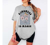 T-shirt da donna Kindness Is Magic Inspirational maglietta retrò floreale...