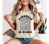 T-shirt da donna Kindness Is Magic Inspirational maglietta retrò floreale luna