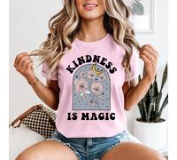 T-shirt da donna Kindness Is Magic Inspirational maglietta retrò floreale luna