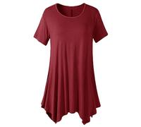 T-Shirt da Donna Manica Corta Estate Top Casual Allentato Tee Girocollo Basic Tunica Camicetta Estate T-Shirt Casual Manica Corta Top Tinta Unita Girocollo Tinta Unita Basic Tee Shirt Loose Top S-5XL