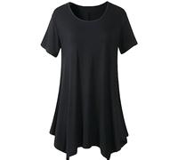 T-Shirt da Donna Manica Corta Estate Top Casual Allentato Tee Girocollo Basic Tunica Camicetta Estate T-Shirt Casual Manica Corta Top Tinta Unita Girocollo Tinta Unita Basic Tee Shirt Loose Top S-5XL