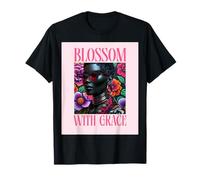 T-Shirt da Donna Nera Queen Blossom African Melanin Face Maglietta