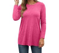 T-shirt da donna per il tempo libero in autunno e inverno, maglia a maniche lunghe con scollo rotondo per il comfort quotidiano, RD2, XL