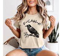 T-shirt da donna Raven F-Caw-F Birds Animals maglietta stile xilografia -a
