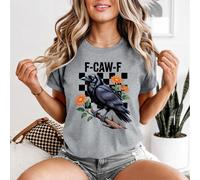T-shirt da donna Raven F-Caw-F Ravens And Crows Animals design floreale a... -a