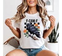 T-shirt da donna Raven F-Caw-F Ravens And Crows Animals design floreale a... -a