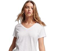 T-shirt da donna ricamata con scollo a V Superdry Blanc 2XS