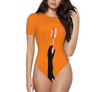 T-shirt da donna slim fit A Silver Spoon Patterns, stile basic girocollo, per yoga, corsa e abbigliamento casual, (S-XXL), Nero , XXL