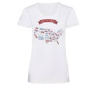 T-shirt da donna Stati Uniti d'America Mappa degli Stati Uniti Geografia di...