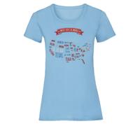 T-shirt da donna Stati Uniti d'America Mappa degli Stati Uniti Geografia di...