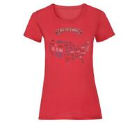 T-shirt da donna Stati Uniti d'America Mappa degli Stati Uniti Geografia di...