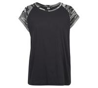 Urban Classics Ladies Contrast Raglan Tee Maglietta, Donna, Nero (Black/Dark Camo 01308), 4XL