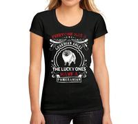 T-shirt da donna - Tutti hanno un angelo custode I più fortunati hanno un cane Pomerania - T-shirt grafica eco-responsabile Regalo vintage Stile e semplicità: Abbracciate il comfort quotidiano con le