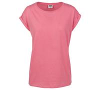 URBAN CLASSICS t-shirt da Donna con Manica Arrotolata, Maglietta a Maniche Corte da Donna in Cotone, Tee Shirt con Scollo Rotondo e Spalle Arrotondate, Colore: Rosso Ciliegia, Taglia: XXL