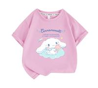T-Shirt da Ragazza a Maniche Corte per Cani dalle Orecchie Grandi, Abbigliamento per Bambini in Cotone con Maniche sciolte da Ragazza Carina,Rosa,100cm