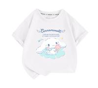 T-Shirt da Ragazza a Maniche Corte per Cani dalle Orecchie Grandi, Abbigliamento per Bambini in Cotone con Maniche sciolte da Ragazza Carina,Bianca,100cm