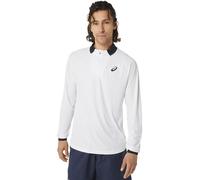 T-shirt da tennis da uomo Asics Men Court 1/2 Zip Long Sleeve Top - brilliant white - Bianco (L)