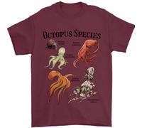 T-Shirt Da Uomo 100% Cotone Di Specie Polpo Sealife Subacquea