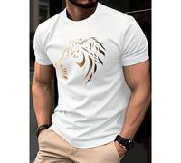 T-shirt da uomo 100% cotone, top estivo a maniche corte, alla moda, vestibilità slim per un look essenziale, versatile per l'abbigliamento casual di tutti i giorni, nuovo modello 2024 con stampa dorat