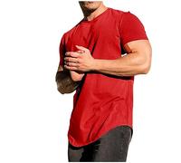T Shirt da uomo 3XL in cotone, maglietta sportiva da uomo, leggera, basic, traspirante, casual, da palestra, taglie forti, comoda, a maniche corte, elasticizzata, comoda, Colore: rosso, 3XL