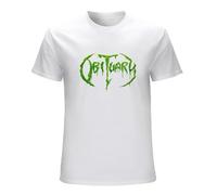 T-shirt da uomo a maniche corte con logo Obitu-ARY Band, colore bianco, bianco, XL