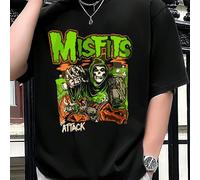 T-shirt da uomo a maniche corte con motivo "Misfits - The Attack". T-shirt casual da uomo a maniche corte in puro cotone con scollo tondo da 220 g/m² (1 pezzo) T-shirt da uomo a maniche corte e scollo