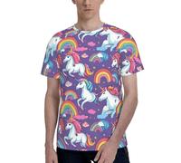 T-shirt da uomo a maniche corte con stampa unicorno, traspirante, elegante, casual, atletica, abbigliamento estivo, Nero , L