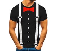 T-shirt da uomo a maniche corte da smoking cravatta estiva casual moda Halloween festa commedia costume divertente magliette da uomo UK, Nero , M