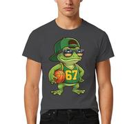 T-shirt da uomo a maniche corte girocollo casual leggera e resistente, comfort per il tempo libero, stampa rana traspirante igroscopica vestibilità standard camicie estive, grigio 2, L