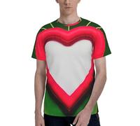 T-shirt da uomo a maniche corte girocollo con stampa amore San Valentino elegante casual estate varie occasioni da indossare, Nero , L
