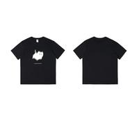 T-shirt da uomo a maniche corte girocollo stampa animali e cartone animato cotone puro taglio sciolto top casual estate abbigliamento minimalista, Le Noir, XL