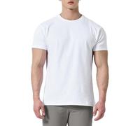 T-shirt da uomo a maniche corte in cotone elasticizzato traspirante per esercizi all'aria aperta con maniche a quattro quarti, bianco, L