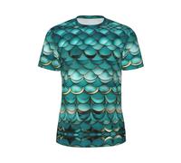 T-shirt da uomo a maniche corte in rete con squame di pesce, maglietta a maniche corte per camicie nella stagione calda, Nero , S