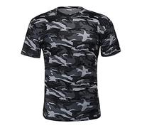 T-shirt da uomo a maniche corte mimetica a vestibilità regolare mimetica top slim atletica militare pullover tees, grigio scuro, XX-Large