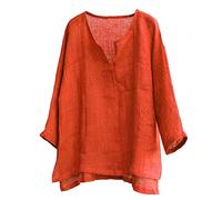 T-shirt da uomo a maniche lunghe con colletto spalmato leggero vestibilità ampia girocollo cotone lino morbido traspirante yoga magliette da uomo, Olivastro, L