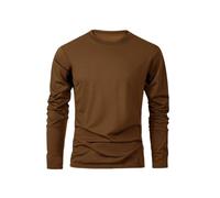 T-shirt da uomo a maniche lunghe girocollo traspirante felpa maschile top sportivi comodi versatili, Marrone, L